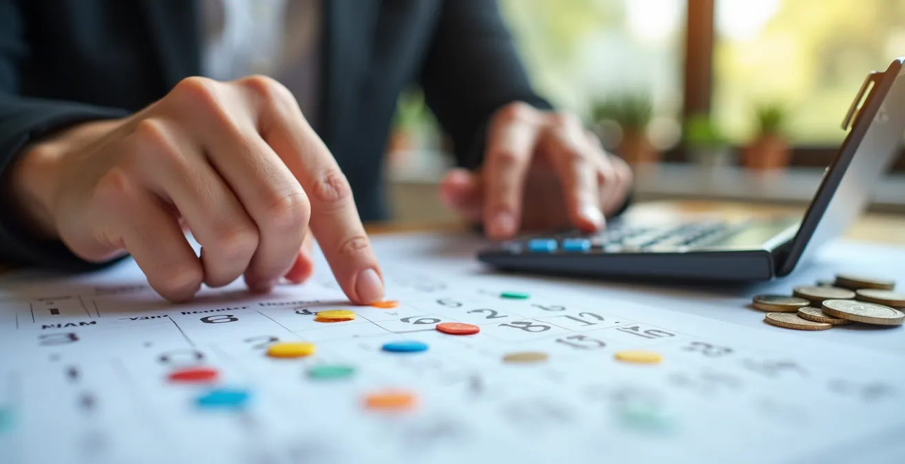 Planning de trésorerie CSE avec plusieurs événements rapprochés dans le calendrier