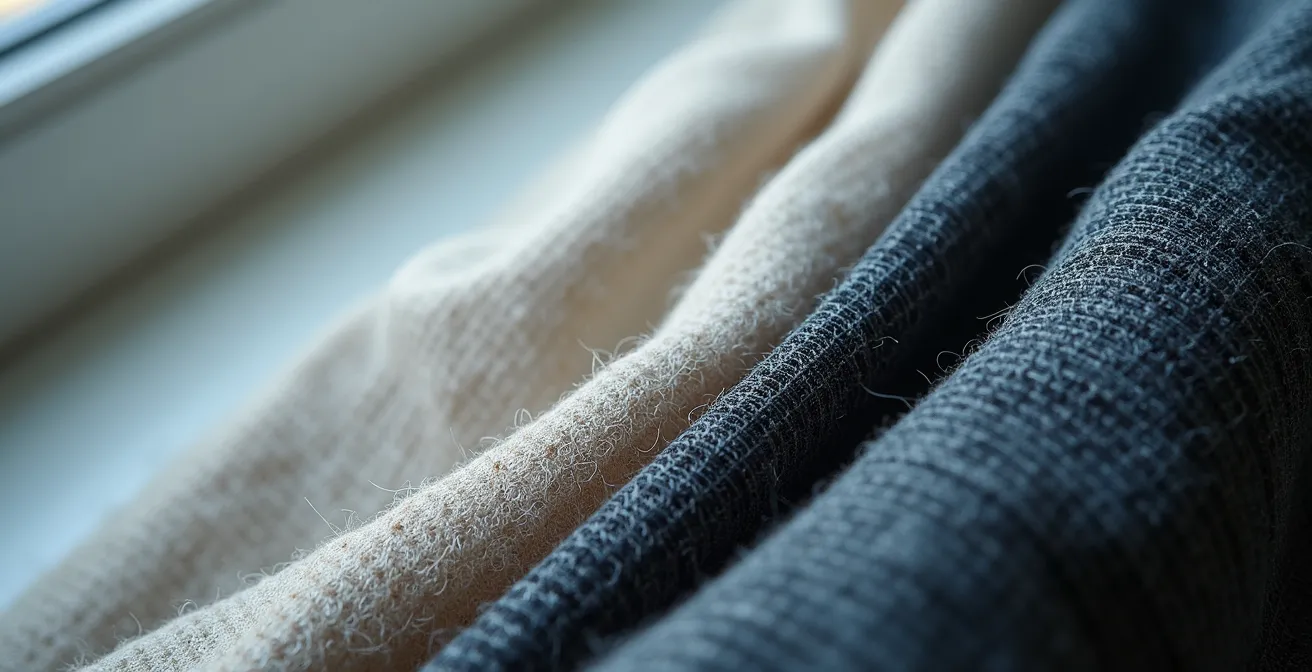 Gros plan sur des textiles sportifs techniques aux textures variées